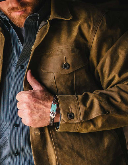 Southwest Thunderbird Flat Braided Leather Bracelet