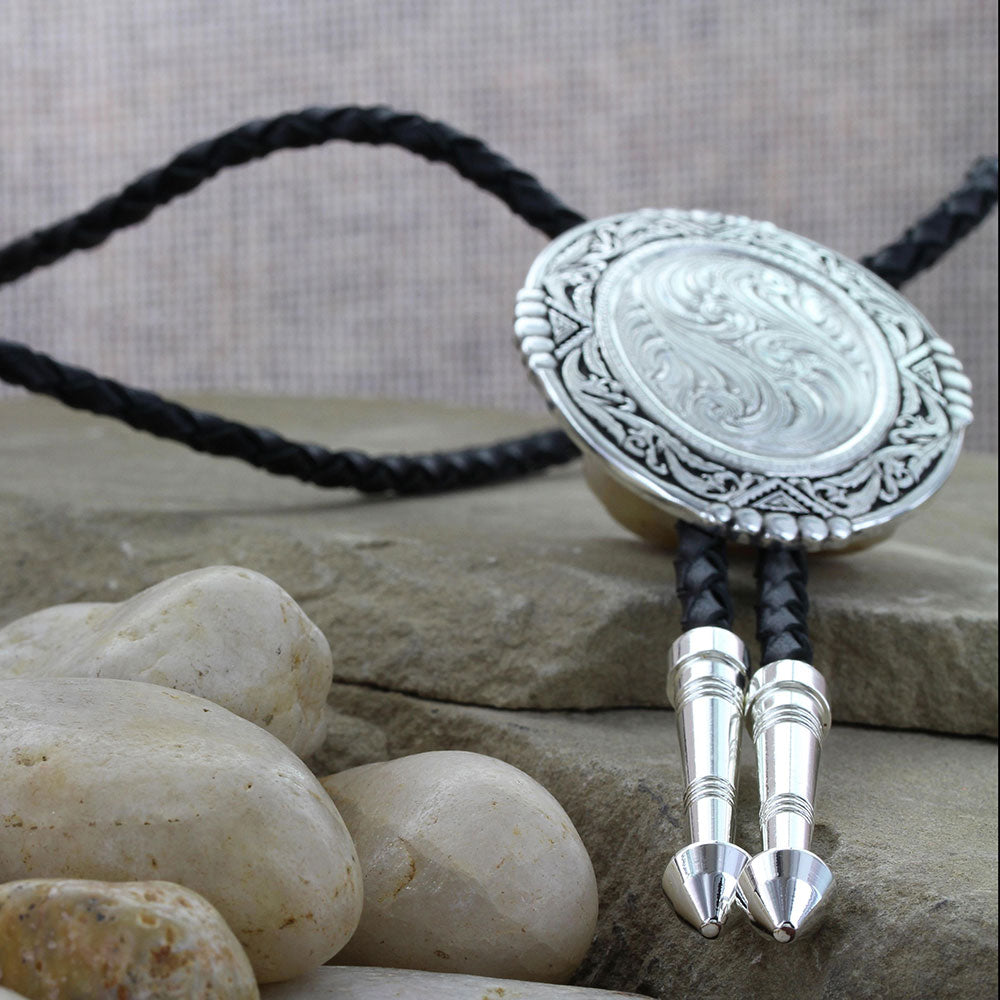 Southwestern Rancher's Bolo Tie in Antiqued Silver