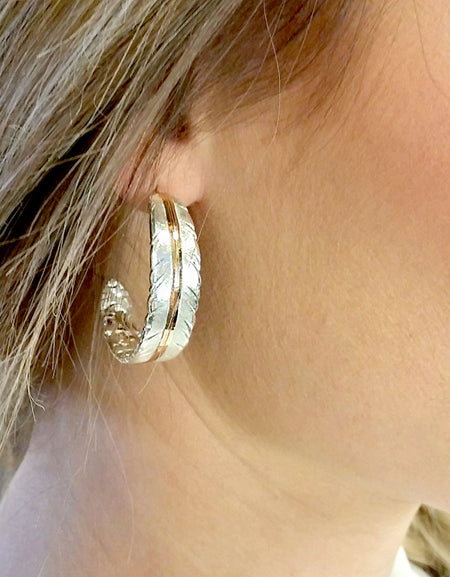 Feather Rose Gold Vein Hoop Earrings