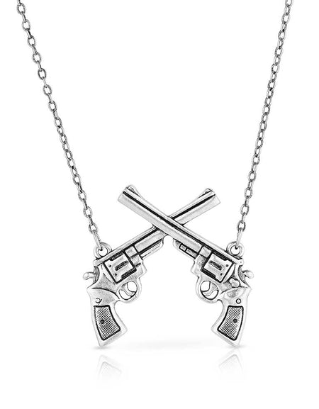 Crossed Pistols Pendant Necklace