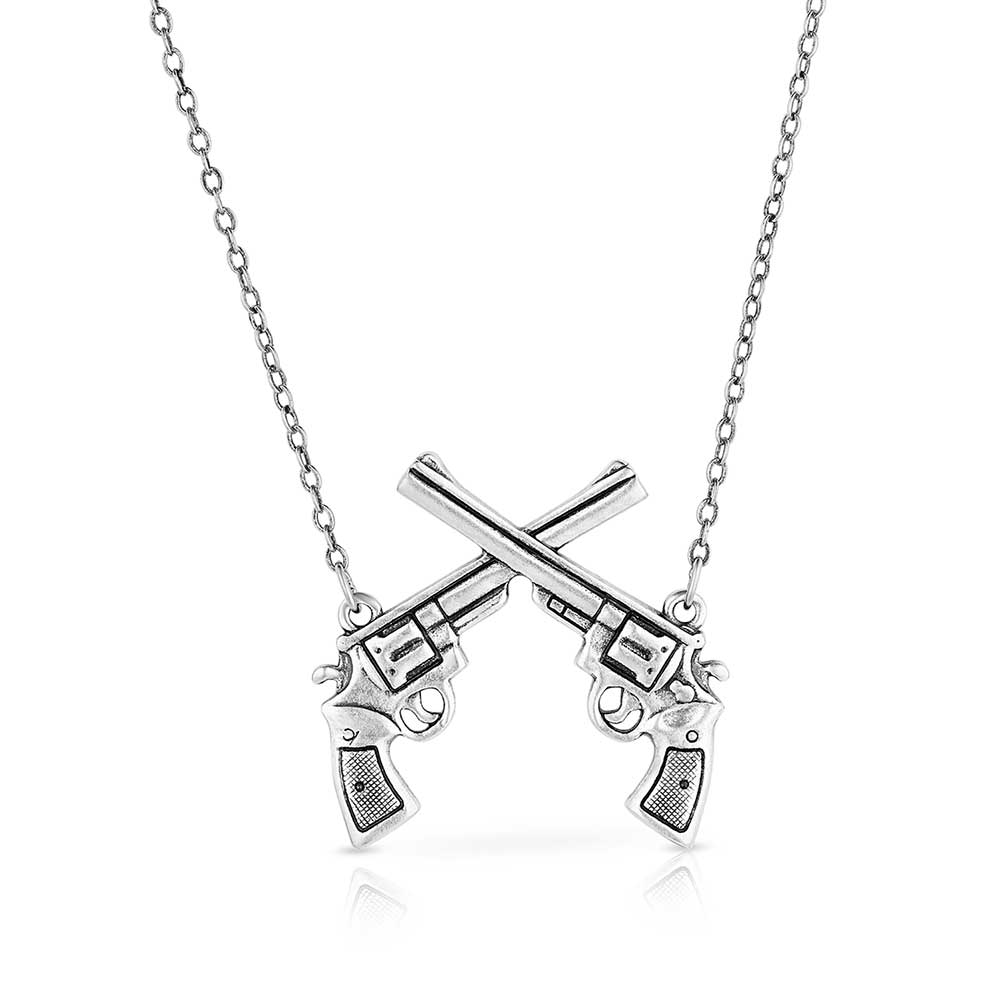 Crossed Pistols Pendant Necklace