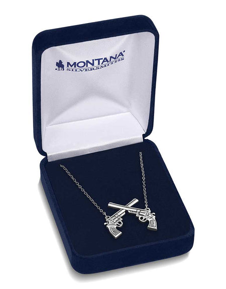 Crossed Pistols Pendant Necklace