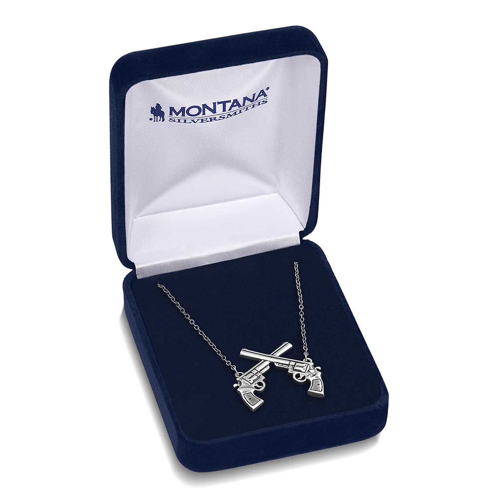 Crossed Pistols Pendant Necklace