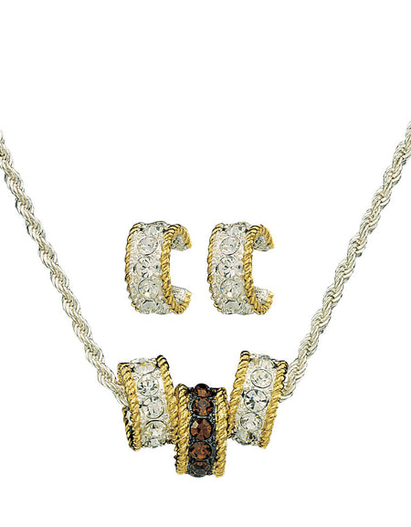 Topaz Crystal Shine Triple Rings Jewelry Set