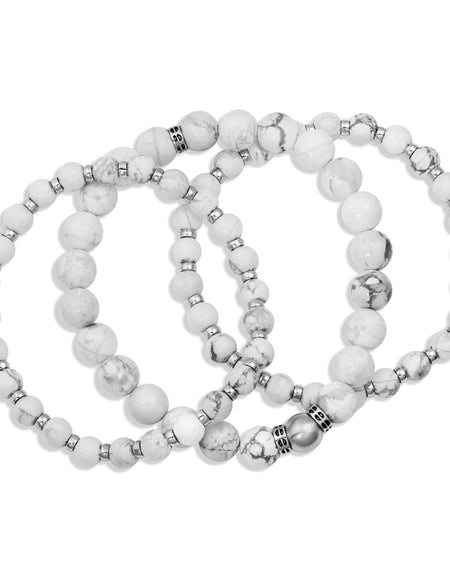 Quiet Snow Triple Strand Howlite Bracelets